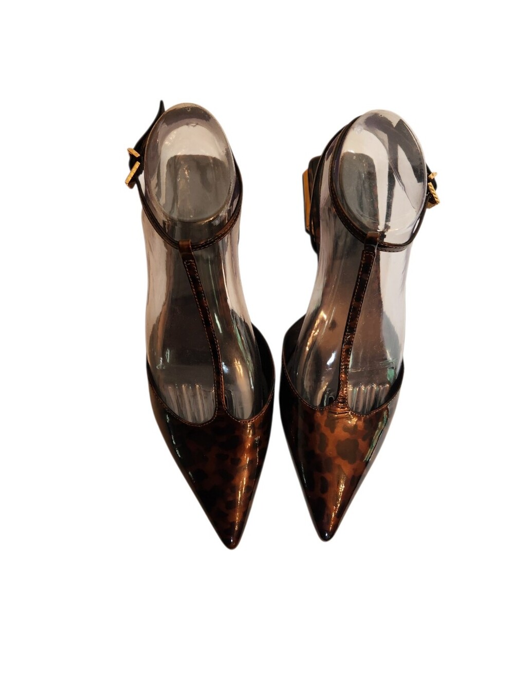 Schutz Allure Tortoiseshell Patent Leather T-Strap Flats Size 8B - Picture 2 of 10